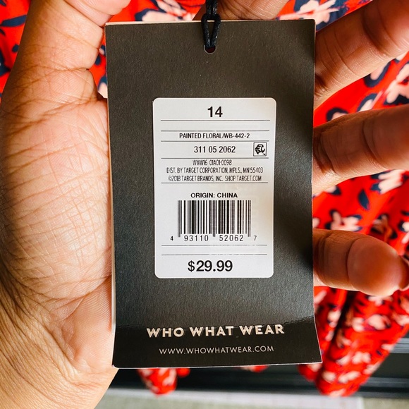 NWT Who What Wear Red Painted Floral Midi Skirt - Picture 4 of 5